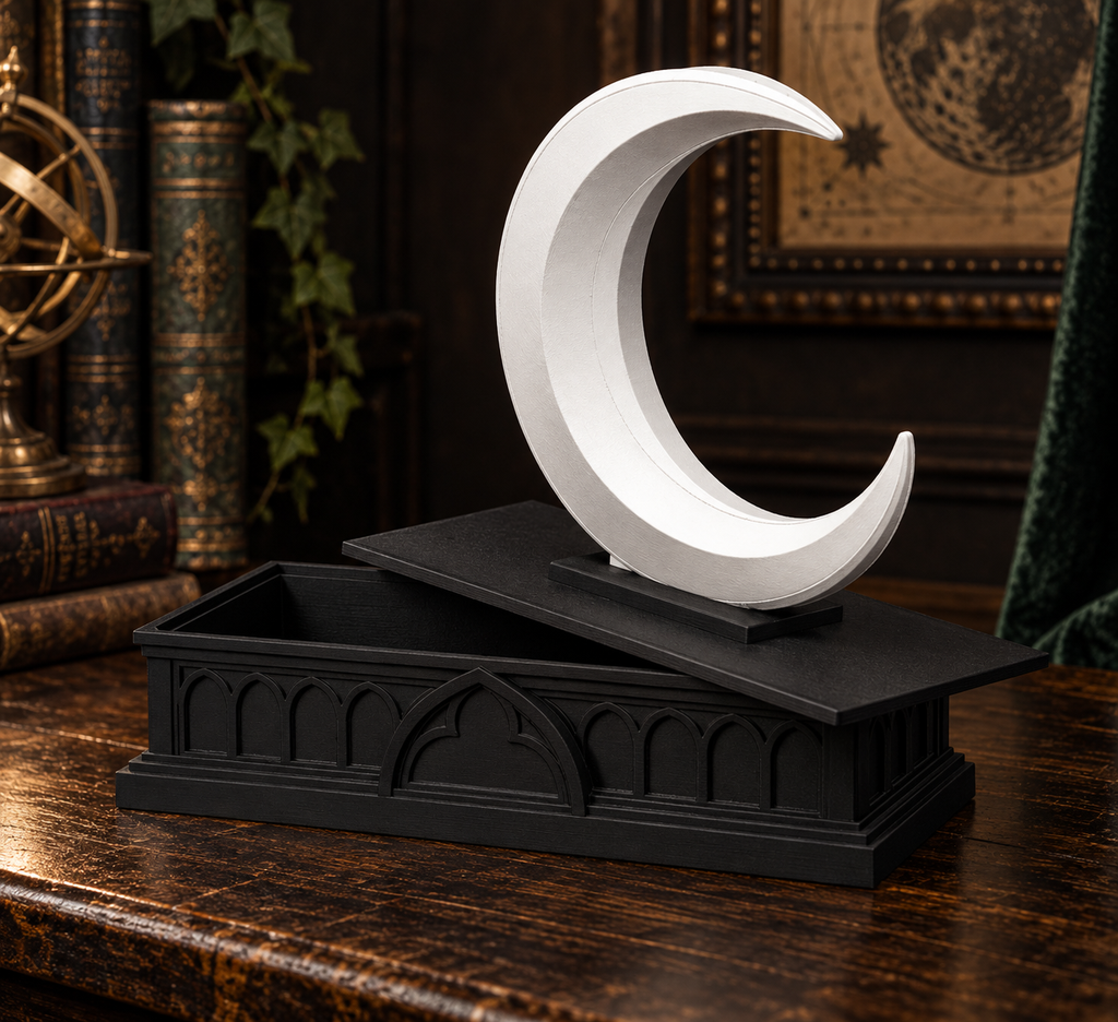 The Waning Casket — Crescent Moon Jewellery Box, Witchy Gothic Trinket Box