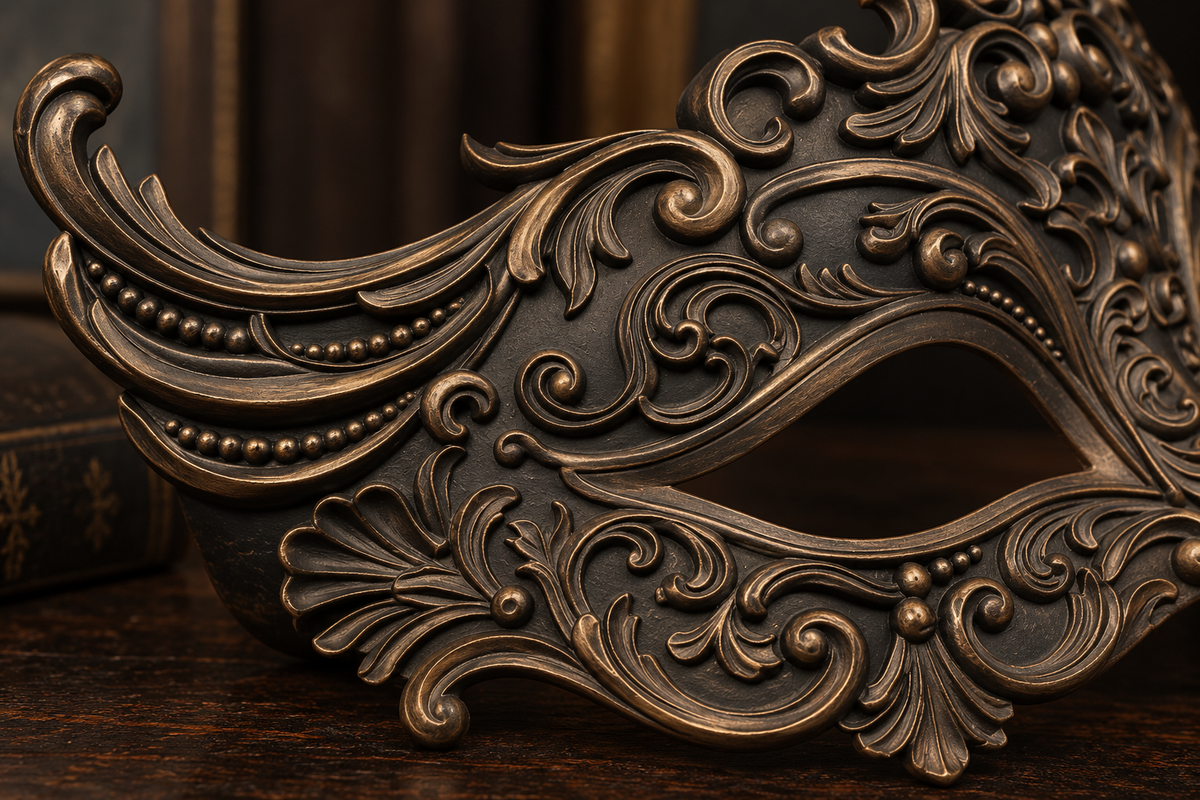 The Velvet Gaze — Baroque Eye Masquerade Mask, Venetian Ball Mask, Hand-Painted