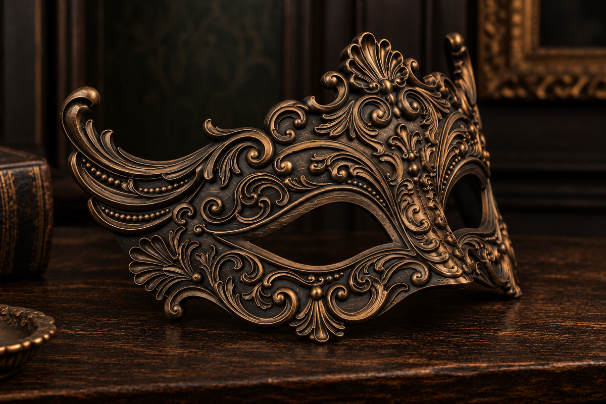 The Velvet Gaze — Baroque Eye Masquerade Mask, Venetian Ball Mask, Hand-Painted