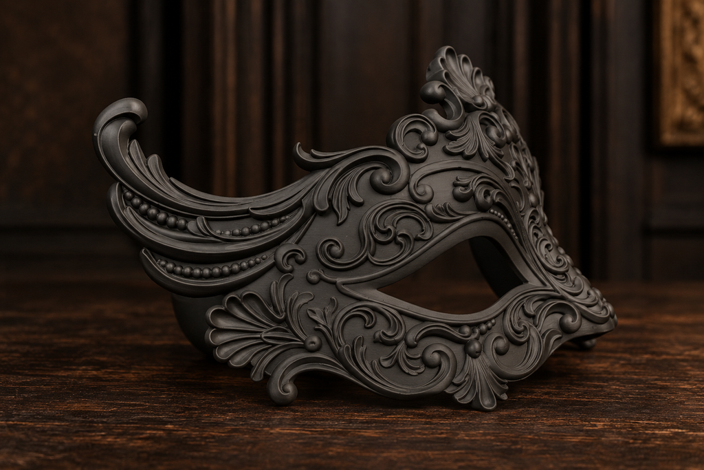 The Velvet Gaze — Baroque Eye Masquerade Mask, Venetian Ball Mask, Hand-Painted