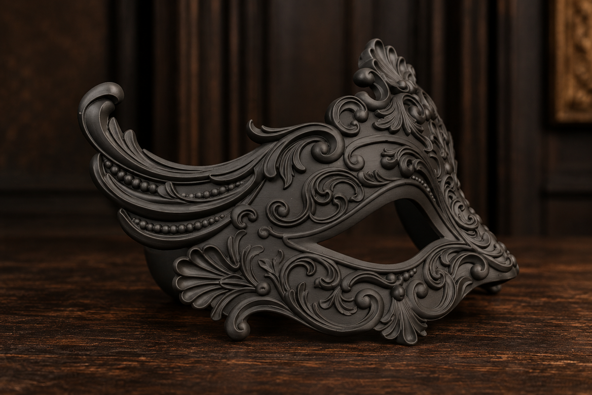 The Velvet Gaze — Baroque Eye Masquerade Mask, Venetian Ball Mask, Hand-Painted