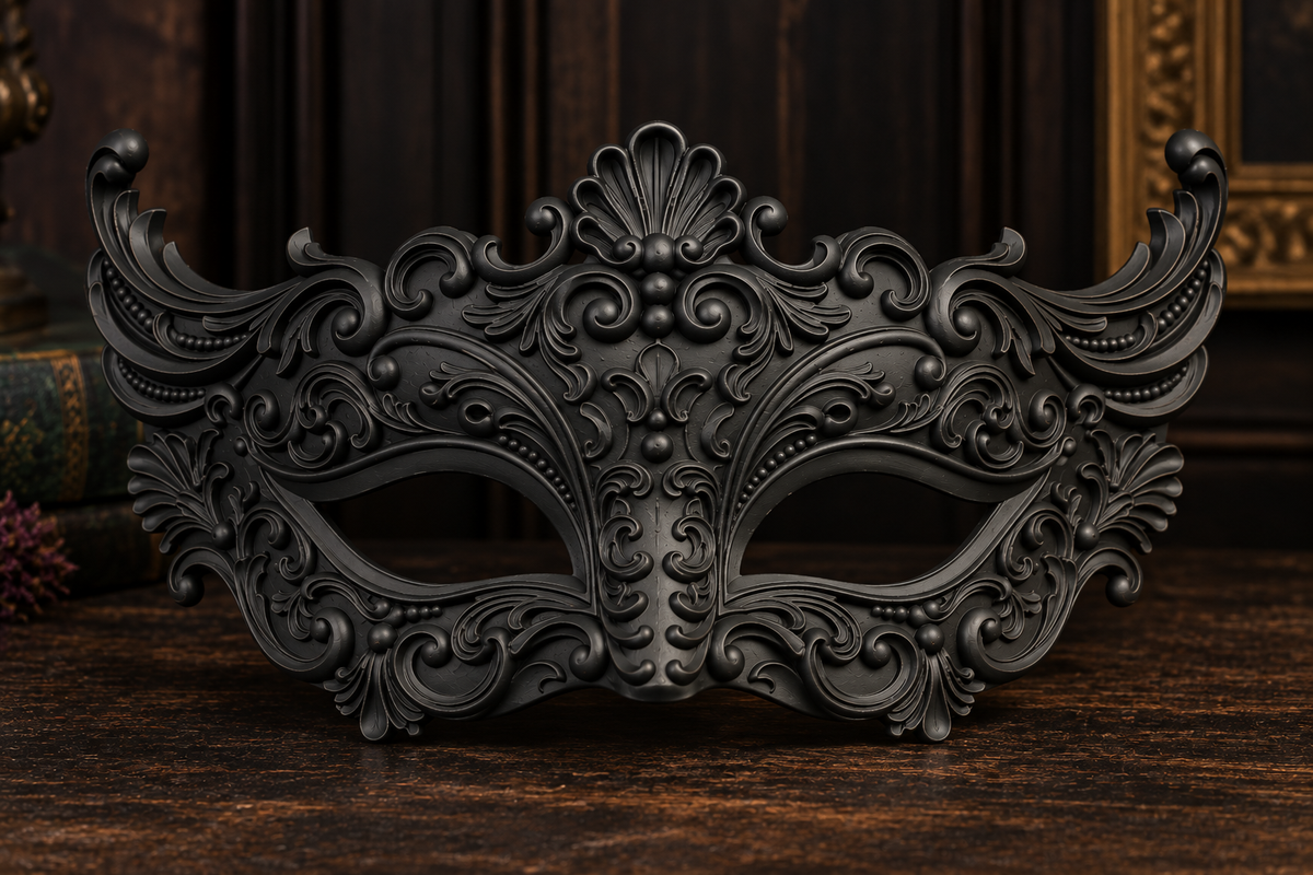 The Velvet Gaze — Baroque Eye Masquerade Mask, Venetian Ball Mask, Hand-Painted