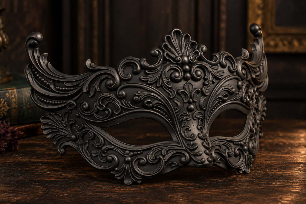 The Velvet Gaze — Baroque Eye Masquerade Mask, Venetian Ball Mask, Hand-Painted