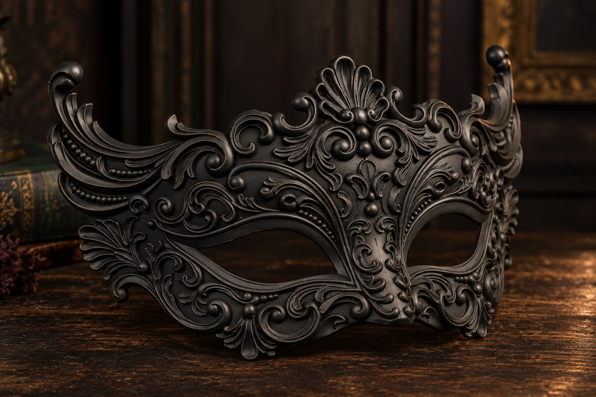 The Velvet Gaze — Baroque Eye Masquerade Mask, Venetian Ball Mask, Hand-Painted