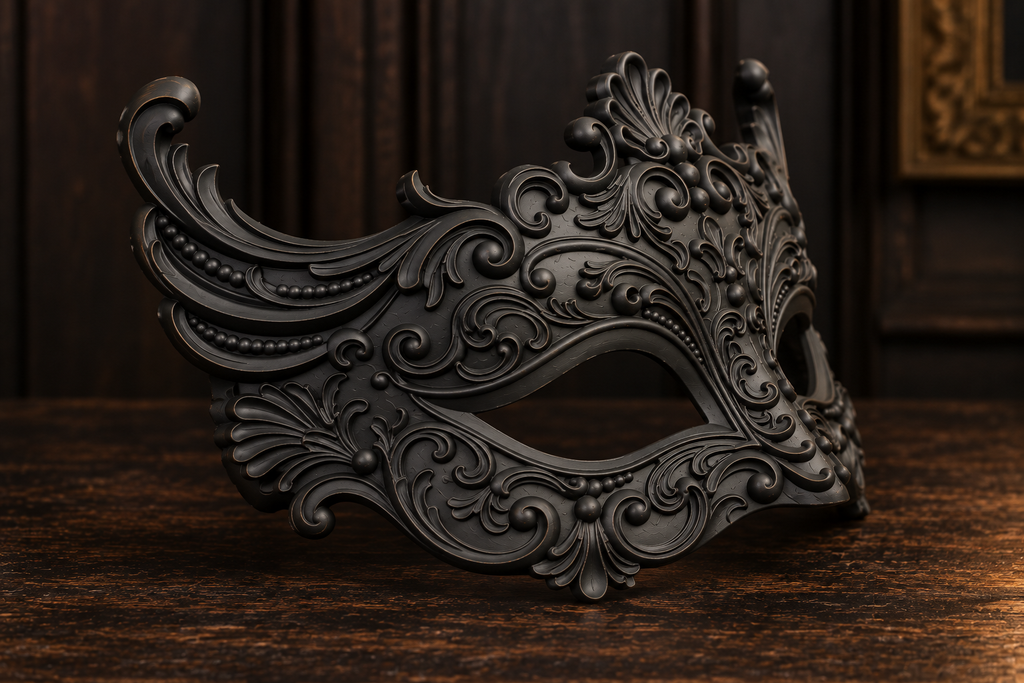 The Velvet Gaze — Baroque Eye Masquerade Mask, Venetian Ball Mask, Hand-Painted