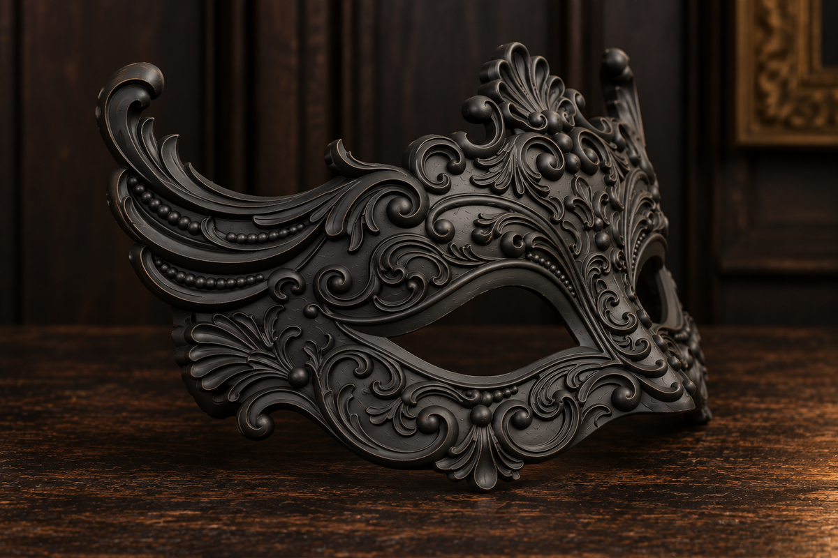 The Velvet Gaze — Baroque Eye Masquerade Mask, Venetian Ball Mask, Hand-Painted