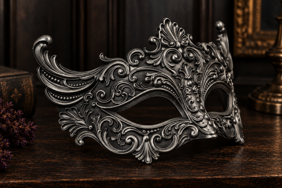 The Velvet Gaze — Baroque Eye Masquerade Mask, Venetian Ball Mask, Hand-Painted
