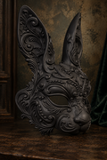 The Moonlit Hare — Baroque Rabbit Masquerade Mask, Gothic Hare Decor, Hand-Painted