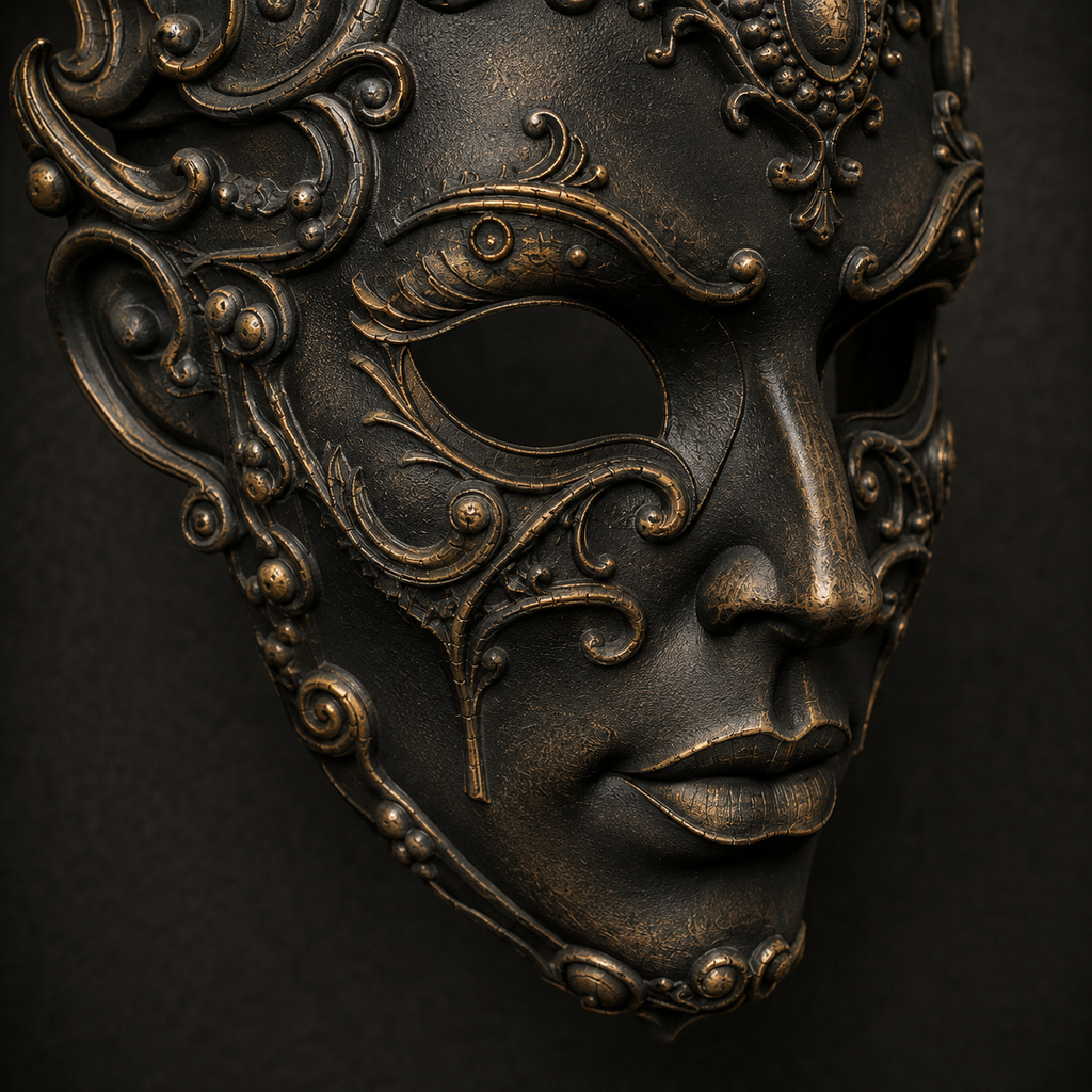 The Baroque Enigma — Venetian Masquerade Mask, Halloween Mask, Hand-Painted
