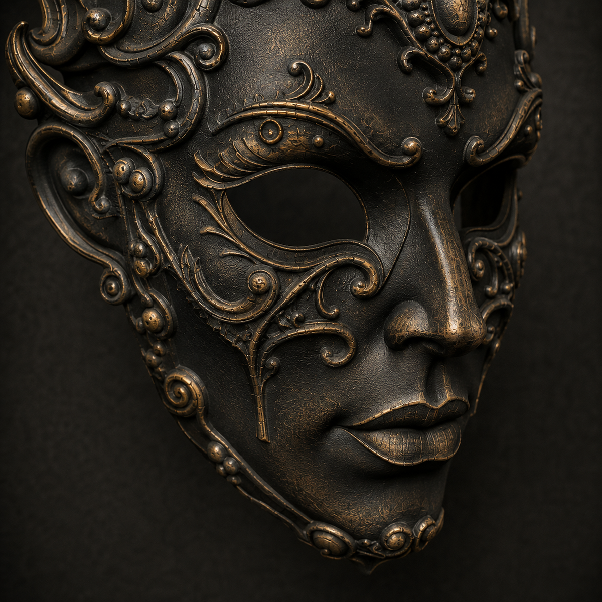 The Baroque Enigma — Venetian Masquerade Mask, Halloween Mask, Hand-Painted