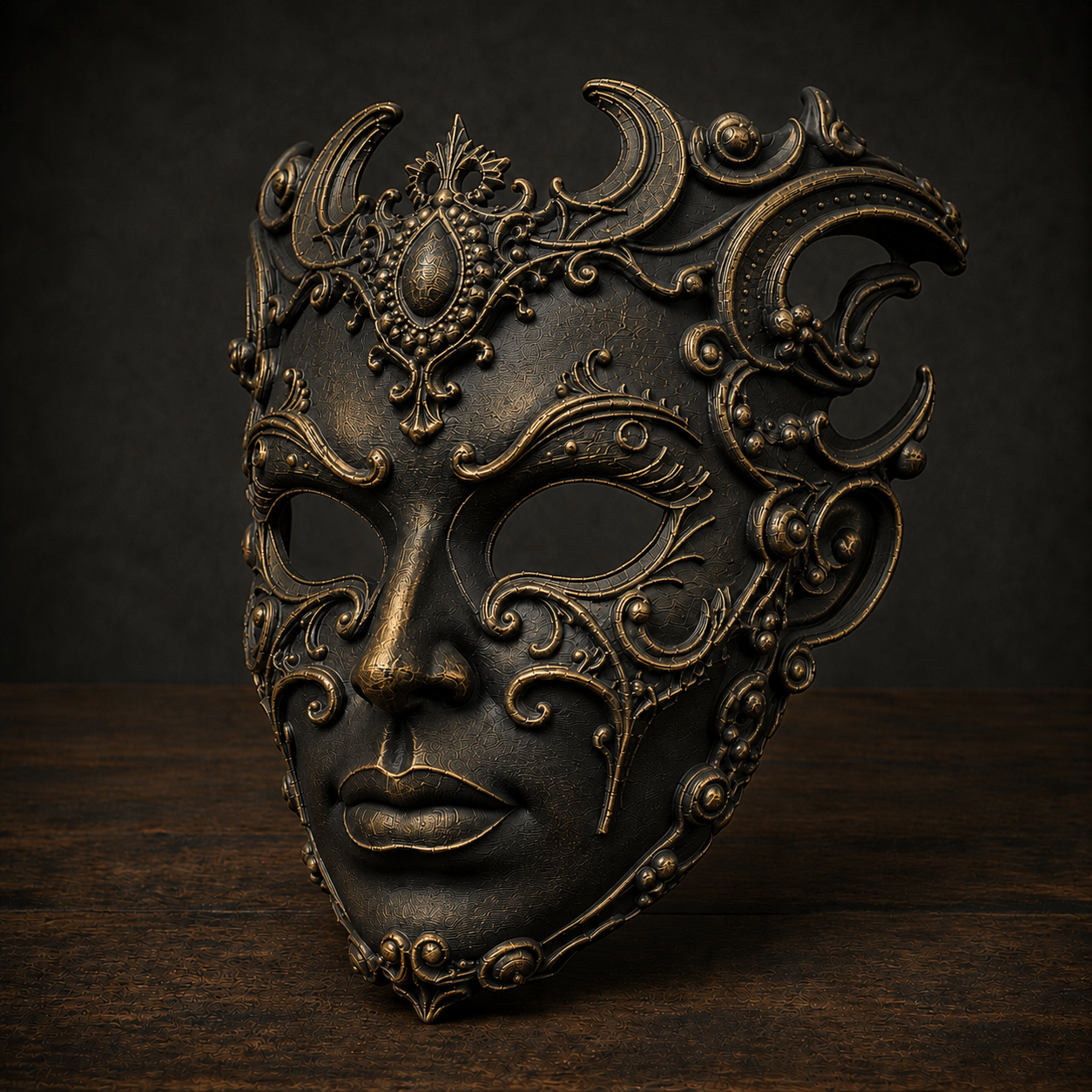 The Baroque Enigma — Venetian Masquerade Mask, Halloween Mask, Hand-Painted