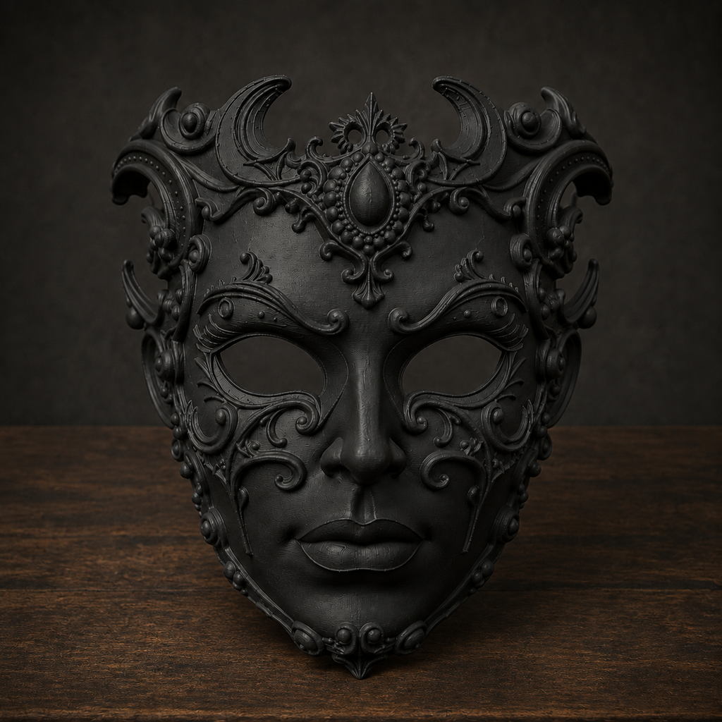 The Baroque Enigma — Venetian Masquerade Mask, Halloween Mask, Hand-Painted