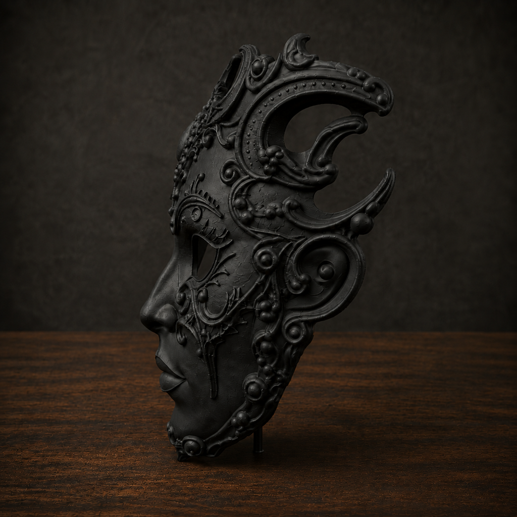 The Baroque Enigma — Venetian Masquerade Mask, Halloween Mask, Hand-Painted