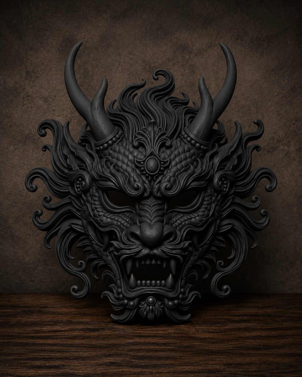 The Imperial Coil — Baroque Dragon Mask, Gothic Masquerade, Hand-Painted