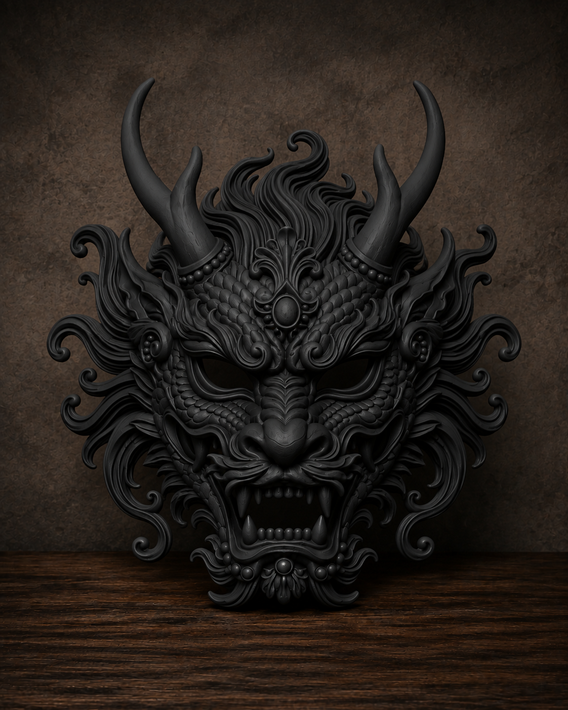 The Imperial Coil — Baroque Dragon Mask, Gothic Masquerade, Hand-Painted