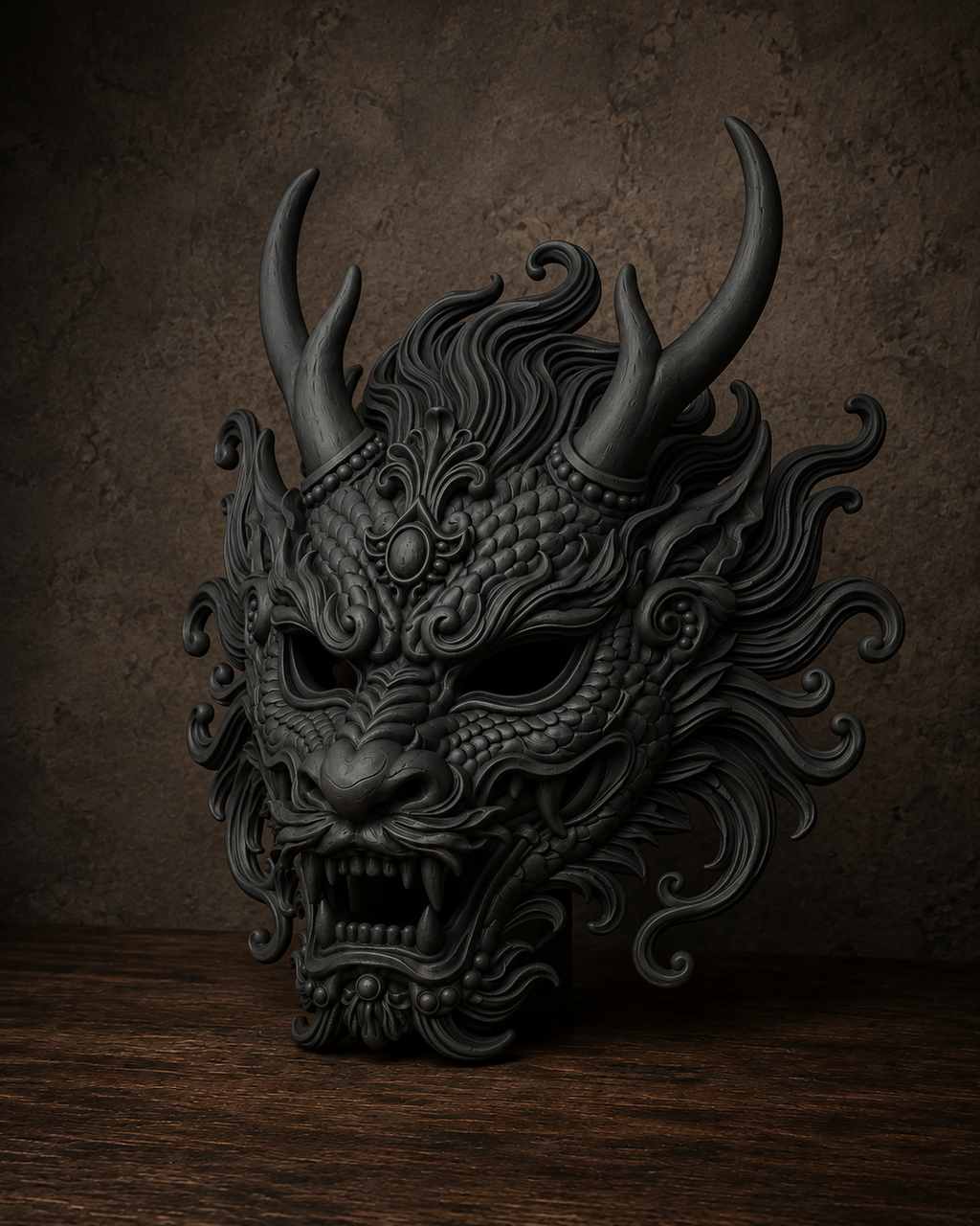 The Imperial Coil — Baroque Dragon Mask, Gothic Masquerade, Hand-Painted