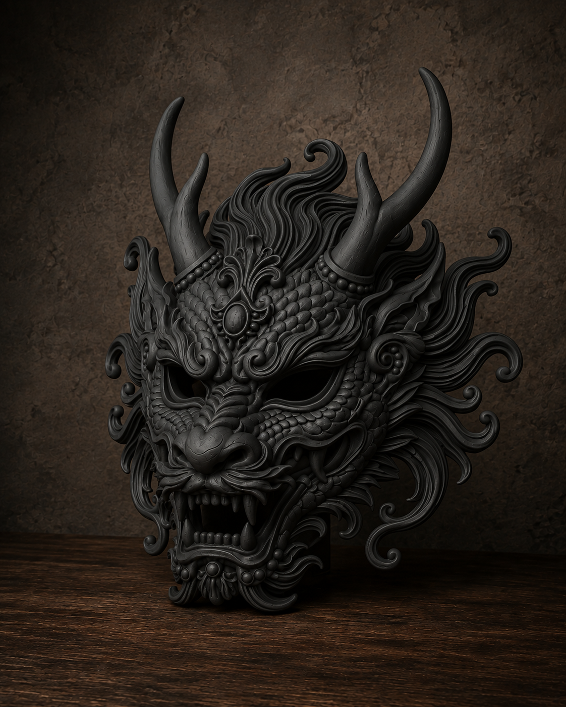 The Imperial Coil — Baroque Dragon Mask, Gothic Masquerade, Hand-Painted