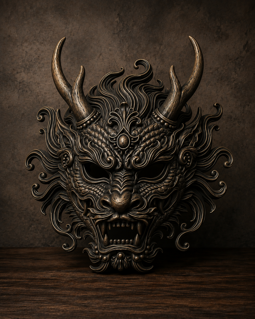 The Imperial Coil — Baroque Dragon Mask, Gothic Masquerade, Hand-Painted
