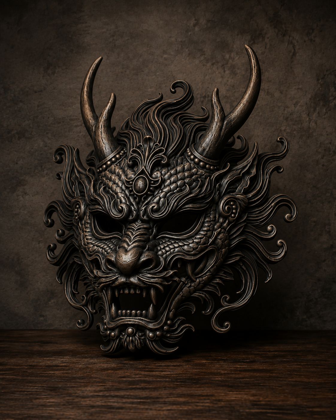 The Imperial Coil — Baroque Dragon Mask, Gothic Masquerade, Hand-Painted