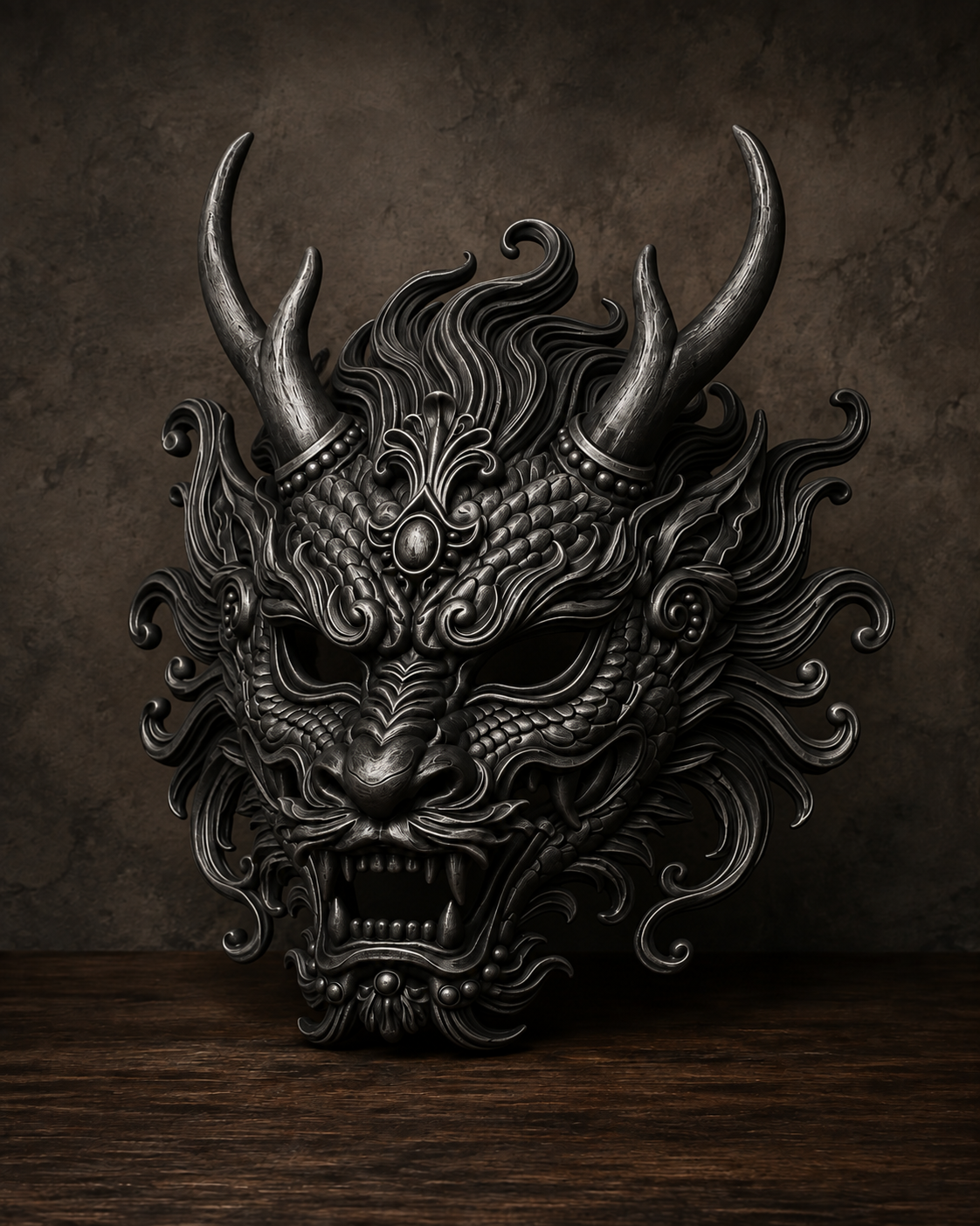 The Imperial Coil — Baroque Dragon Mask, Gothic Masquerade, Hand-Painted