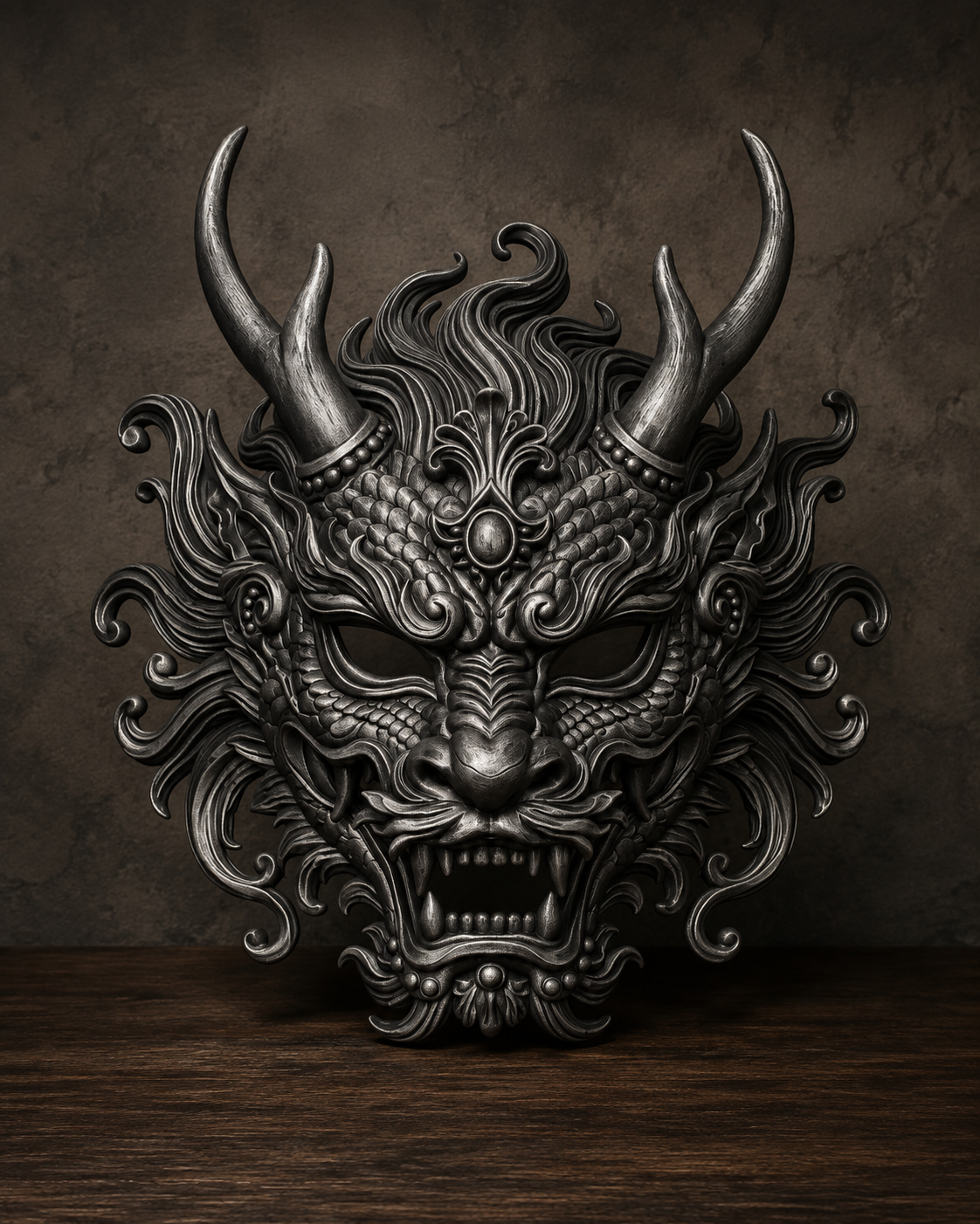 The Imperial Coil — Baroque Dragon Mask, Gothic Masquerade, Hand-Painted