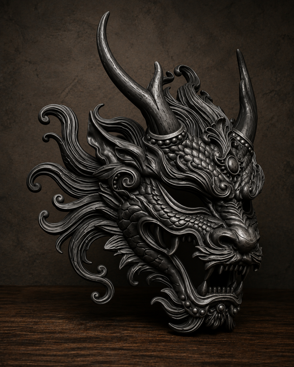 The Imperial Coil — Baroque Dragon Mask, Gothic Masquerade, Hand-Painted