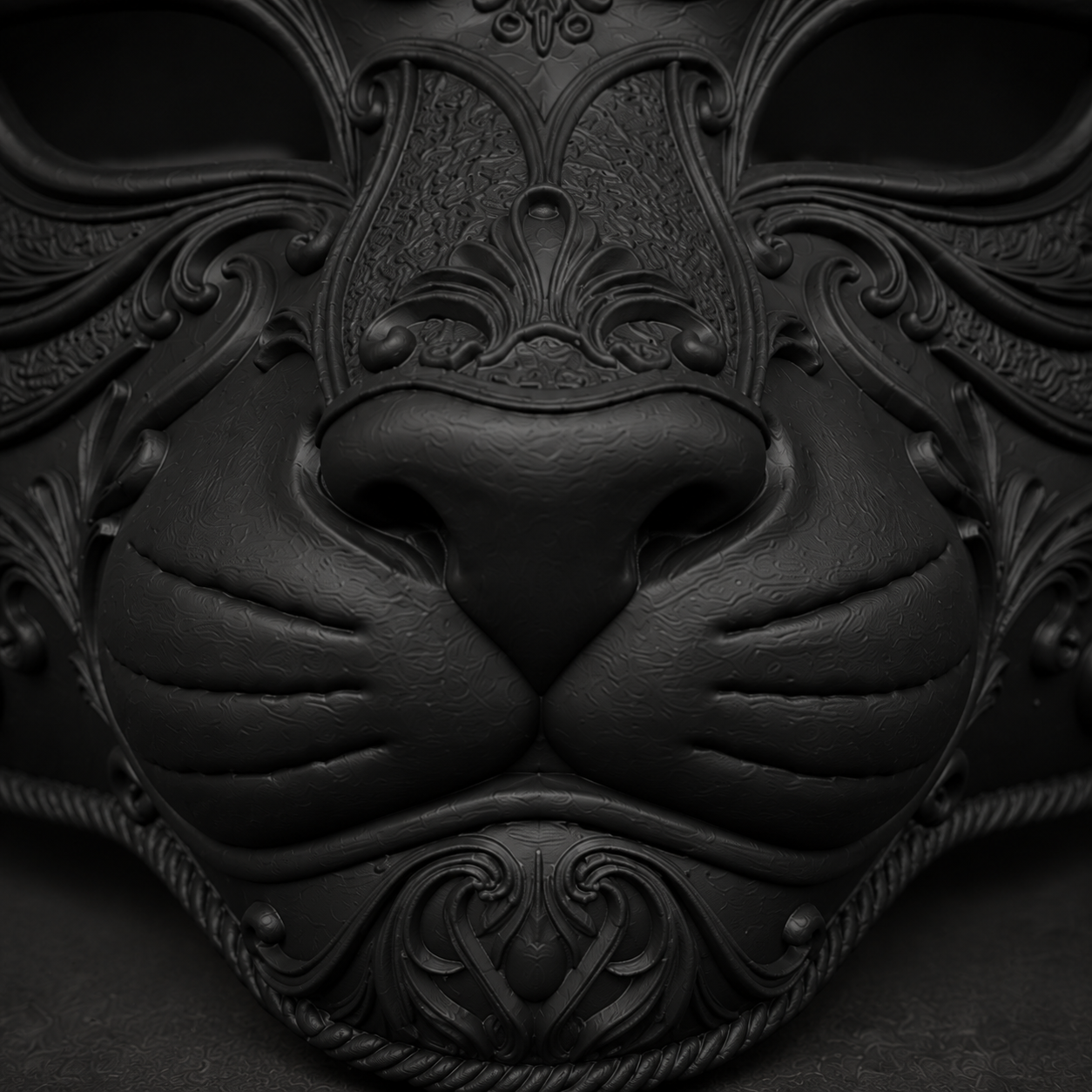 The Midnight Prowler — Baroque Panther Mask, Gothic Masquerade, Hand-Painted