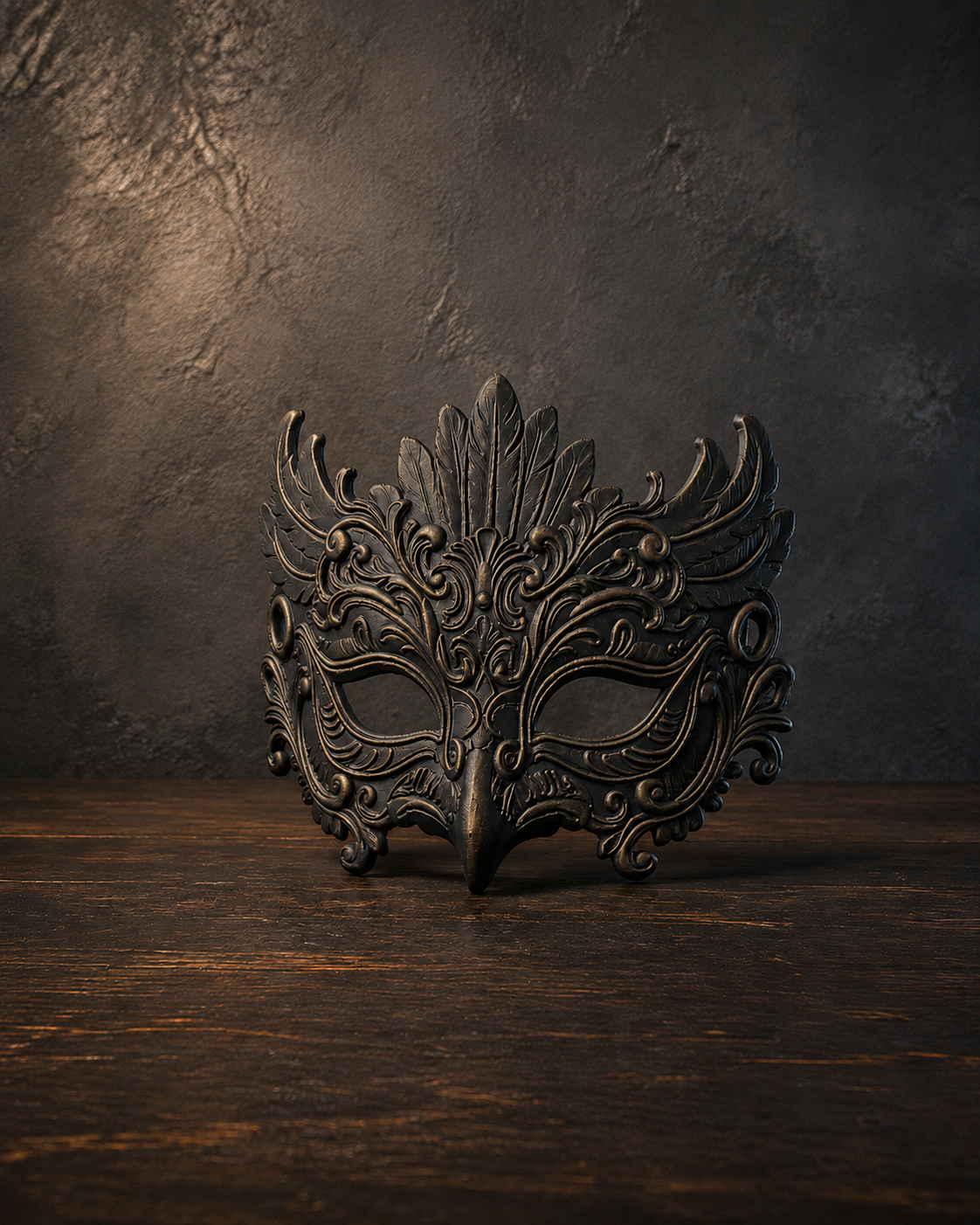 The Night Crown — Baroque Owl Masquerade Mask, Gothic Decor, Hand-Painted
