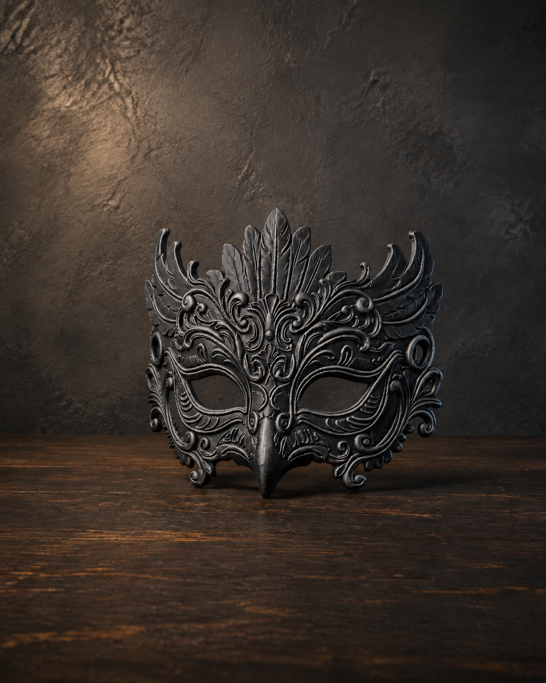 The Night Crown — Baroque Owl Masquerade Mask, Gothic Decor, Hand-Painted
