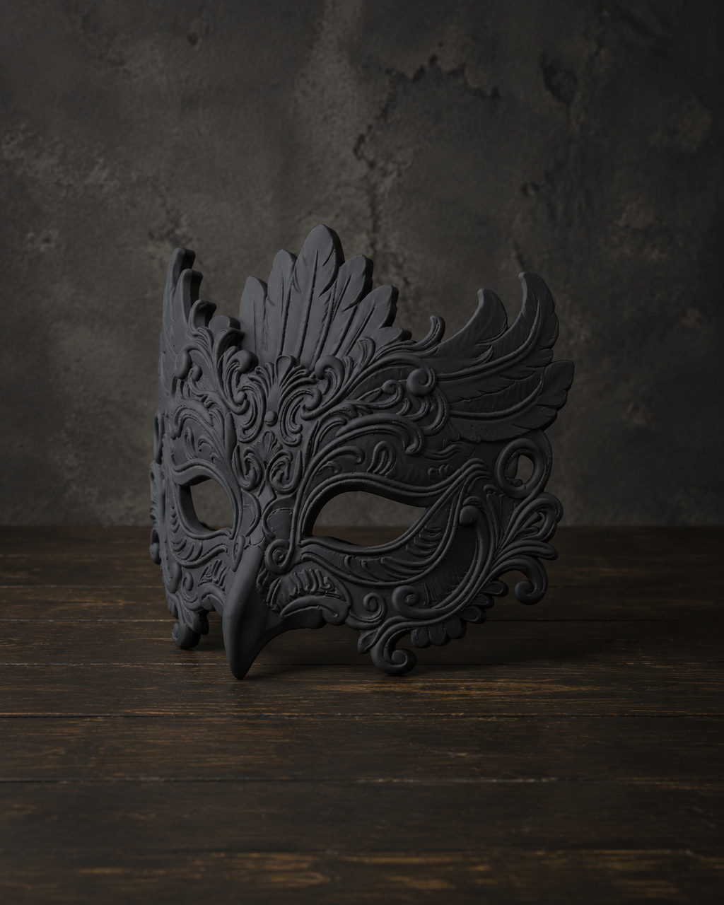 The Night Crown — Baroque Owl Masquerade Mask, Gothic Decor, Hand-Painted