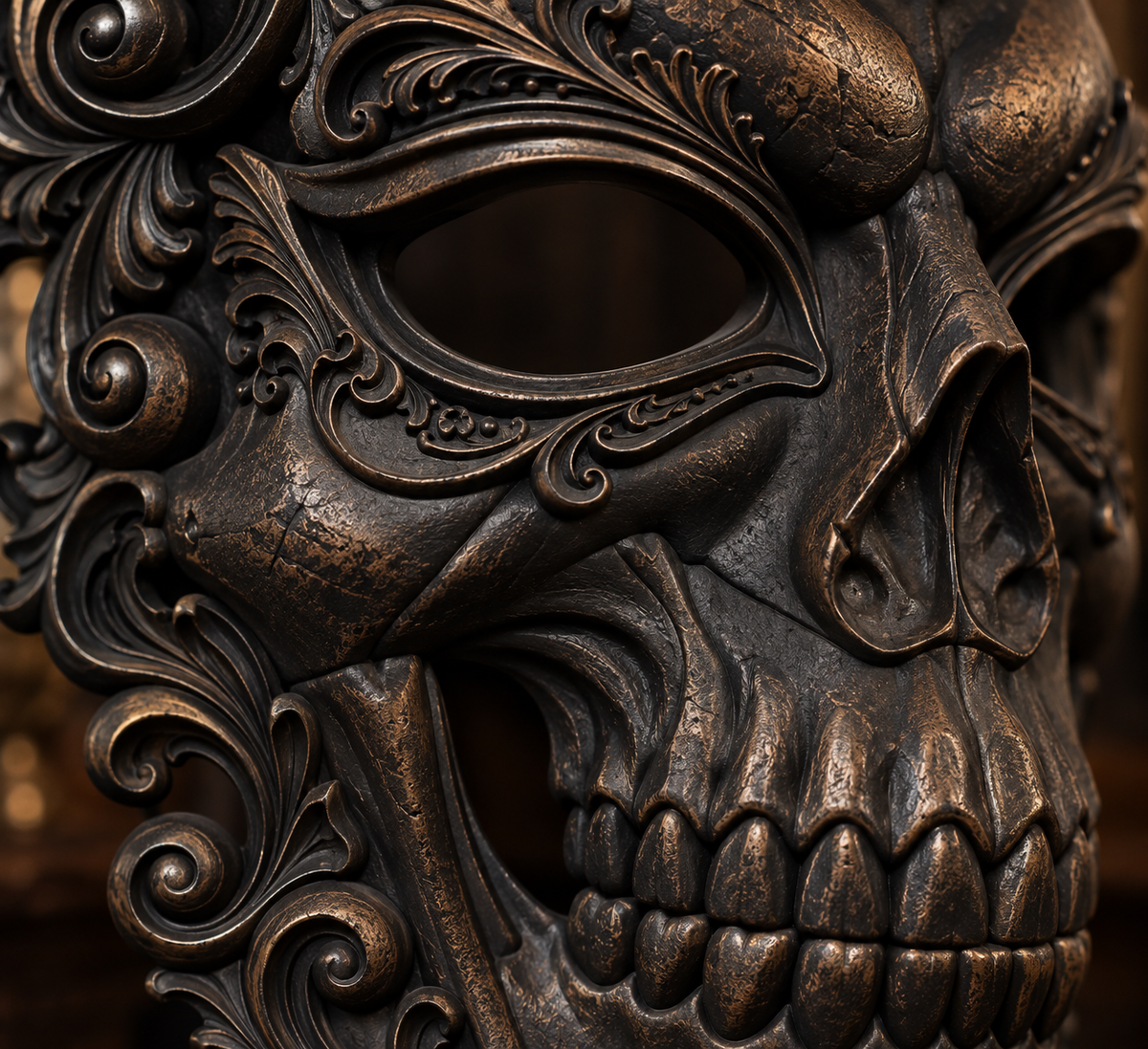 Putrid Elegance — Baroque Zombie Masquerade Mask, Gothic Halloween Mask, Hand-Painted