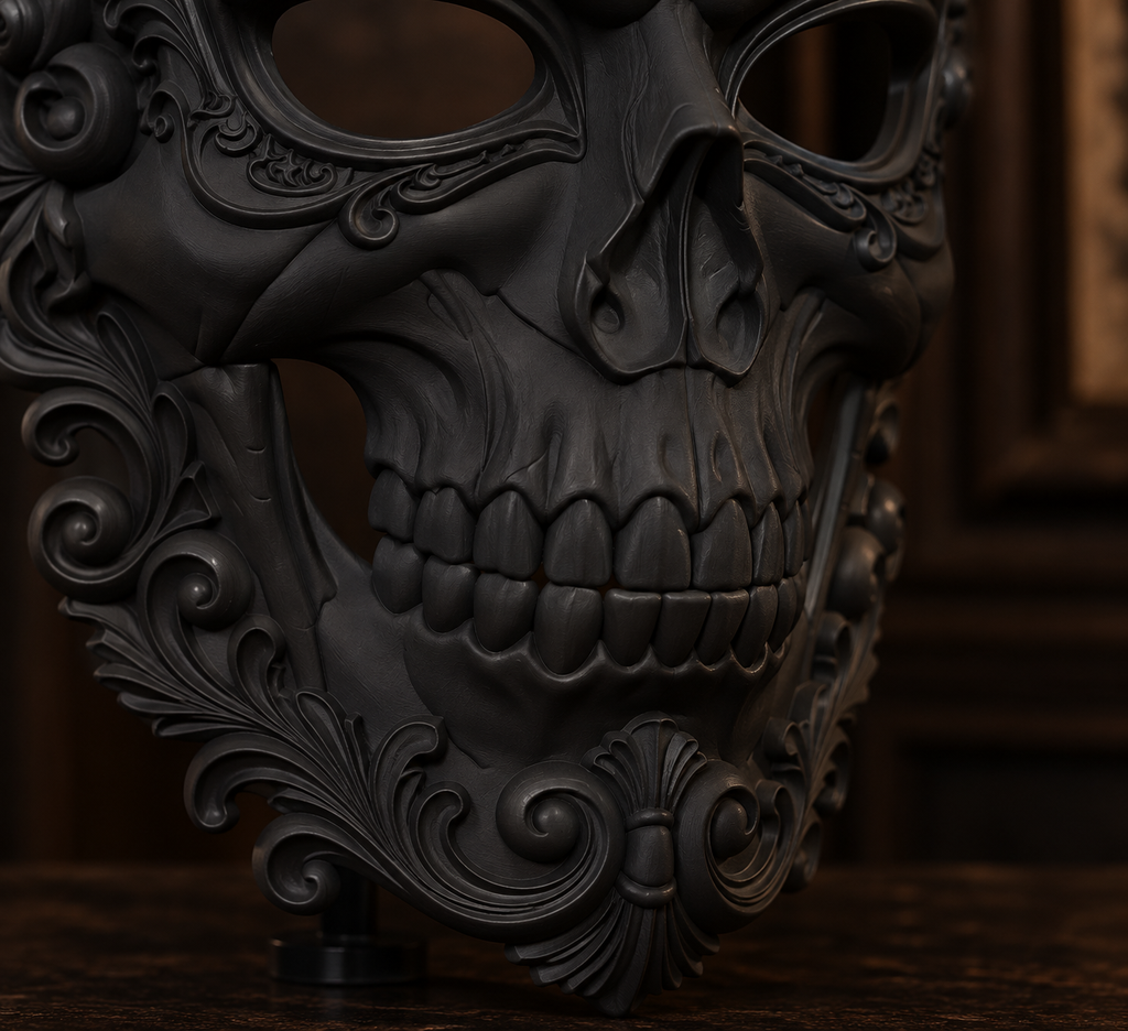 Putrid Elegance — Baroque Zombie Masquerade Mask, Gothic Halloween Mask, Hand-Painted