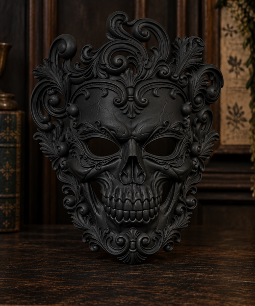 Putrid Elegance — Baroque Zombie Masquerade Mask, Gothic Halloween Mask, Hand-Painted