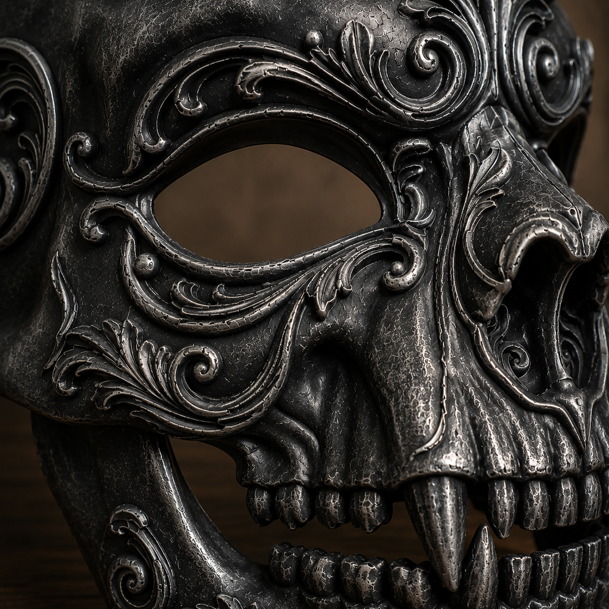 The Crimson Revenant — Vampire Skull Mask, Halloween Masquerade, Hand-Painted