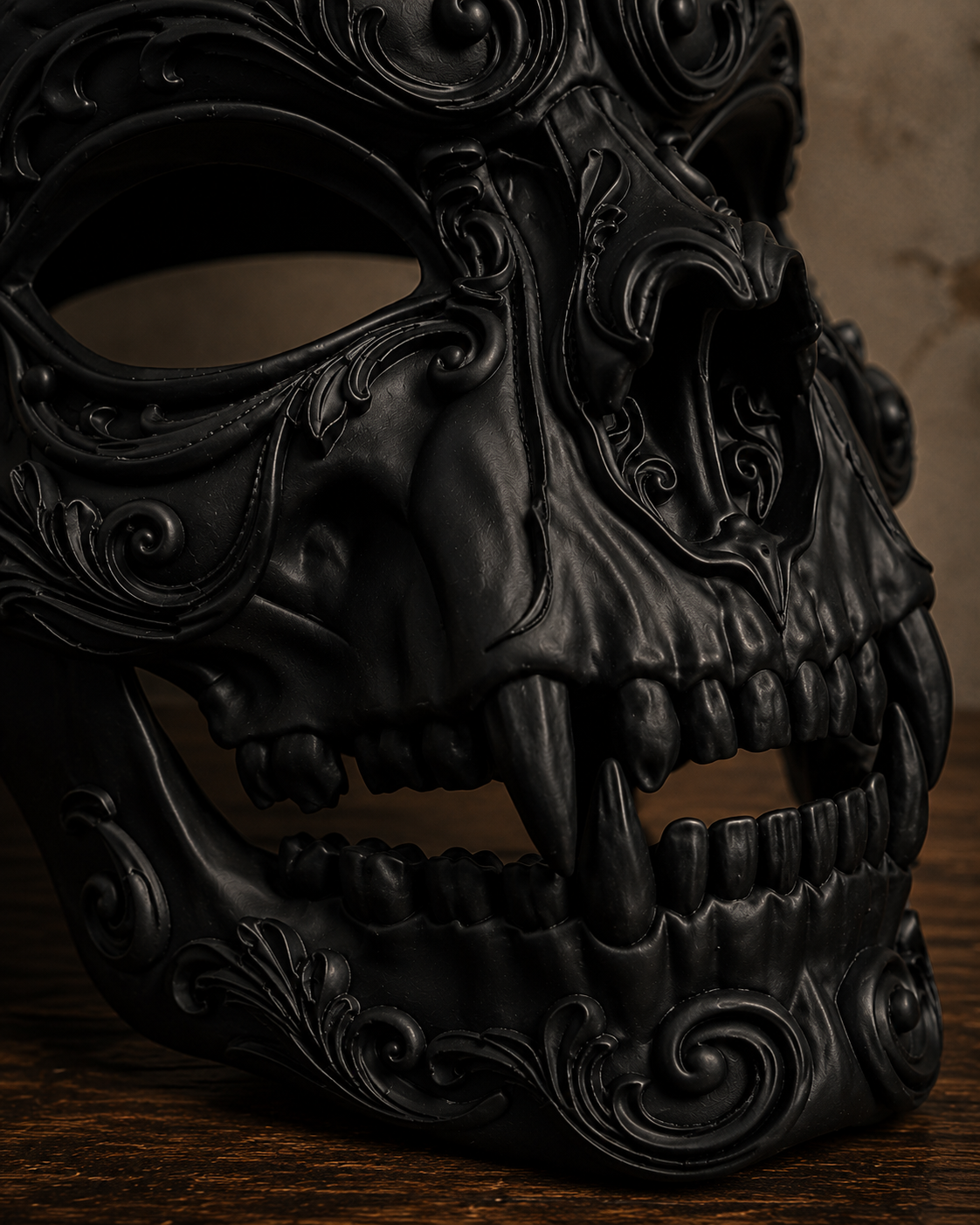 The Crimson Revenant — Vampire Skull Mask, Halloween Masquerade, Hand-Painted
