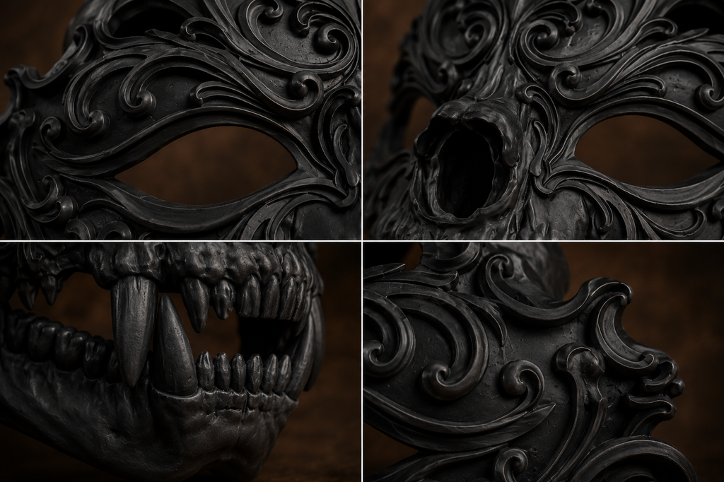 The Chimera's Revel — Beast Masquerade Mask, Halloween Costume, Hand-Painted
