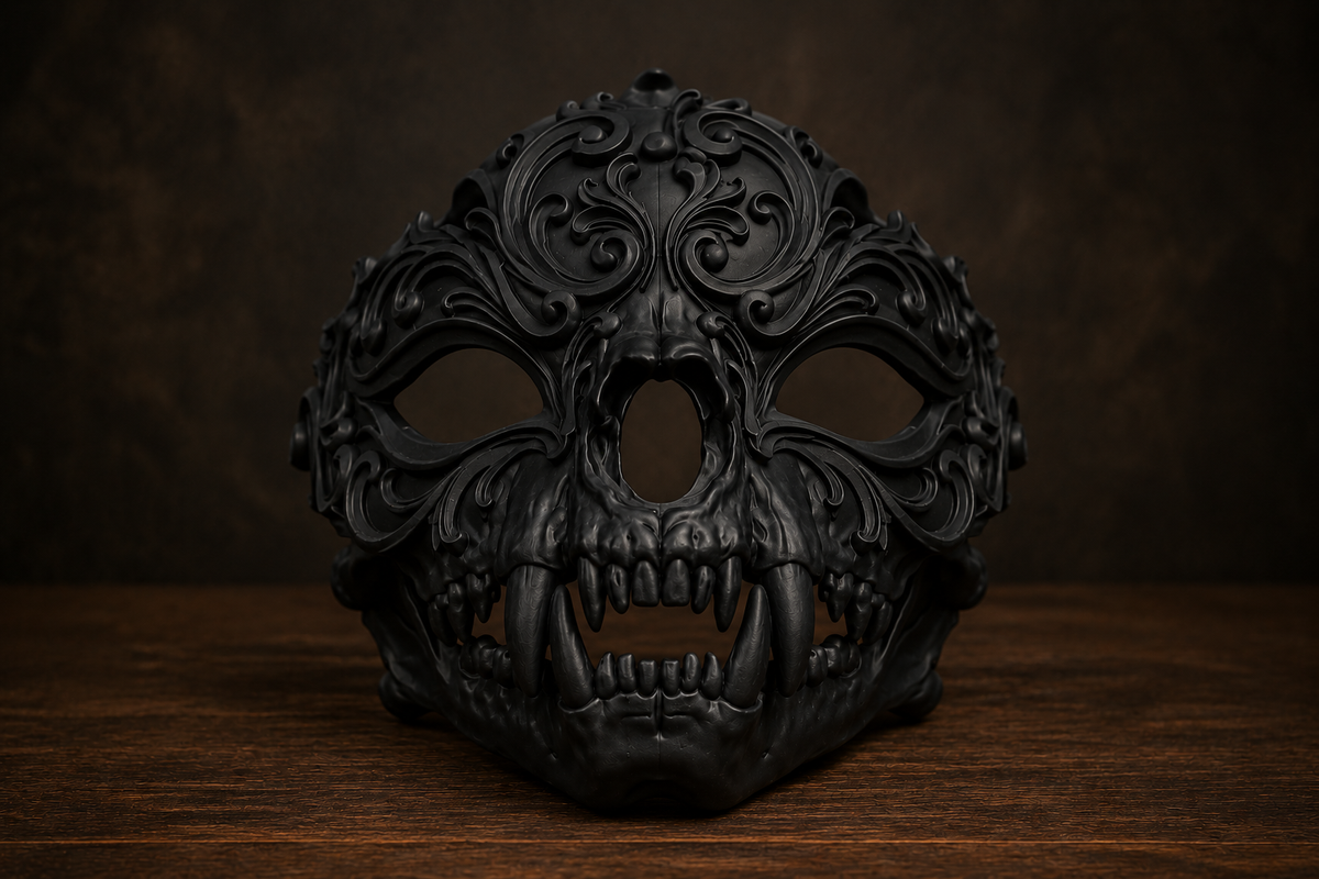 The Chimera's Revel — Beast Masquerade Mask, Halloween Costume, Hand-Painted