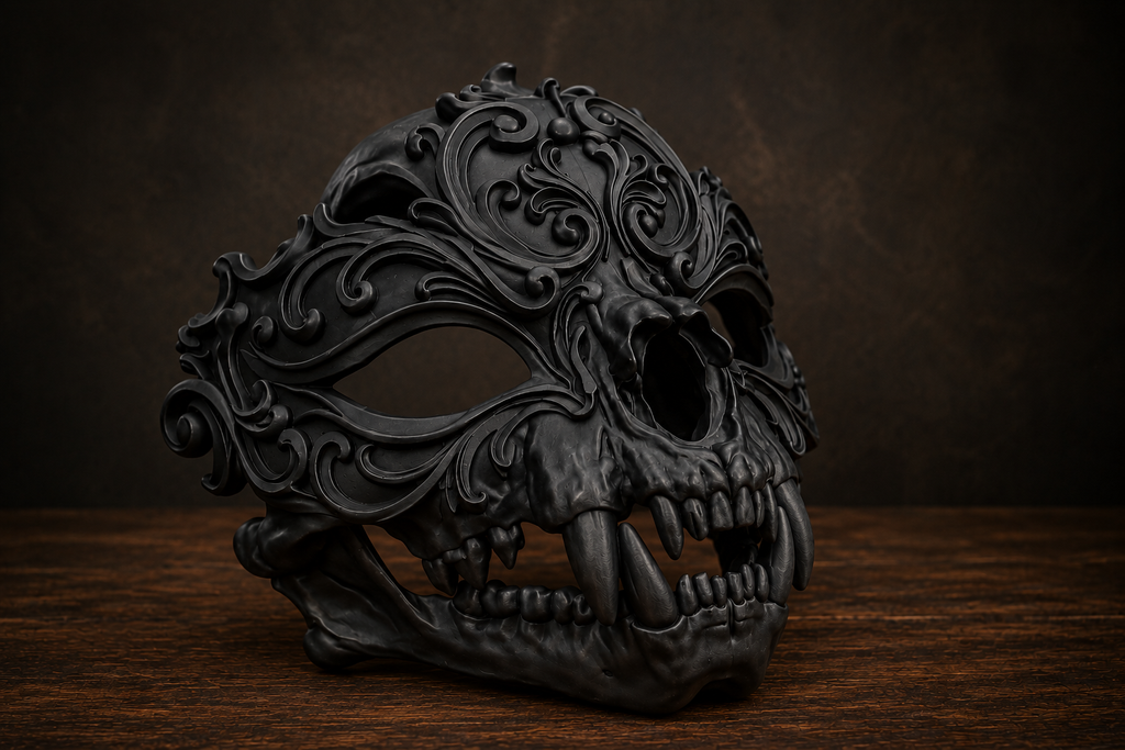 The Chimera's Revel — Beast Masquerade Mask, Halloween Costume, Hand-Painted