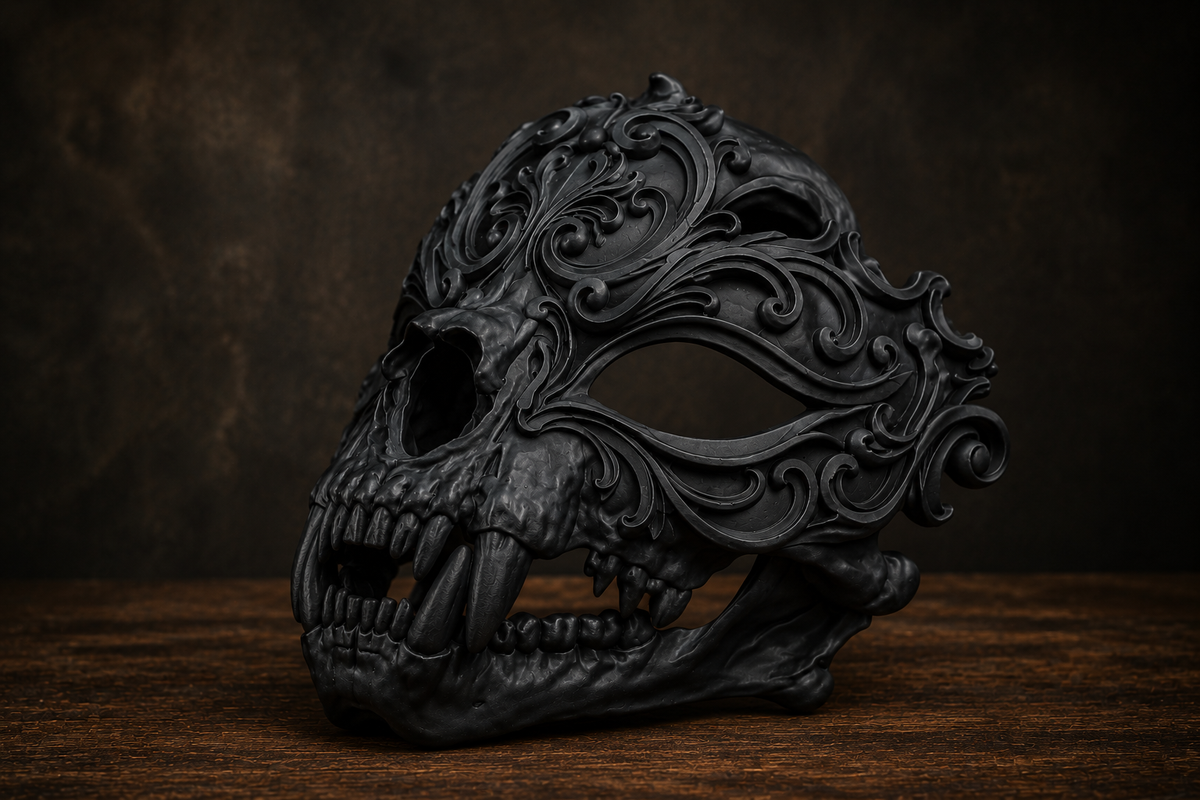 The Chimera's Revel — Beast Masquerade Mask, Halloween Costume, Hand-Painted