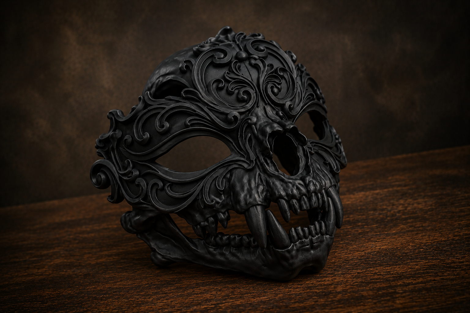 The Chimera's Revel — Beast Masquerade Mask, Halloween Costume, Hand-Painted