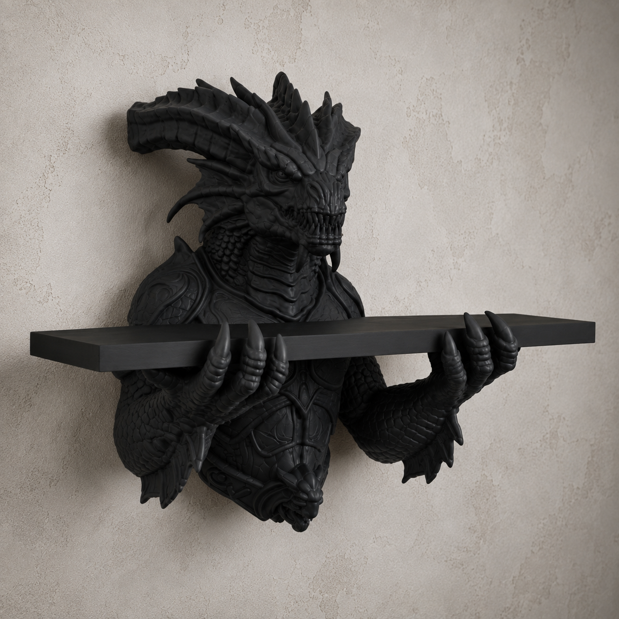 The Abyssal Wyrm — Sea Dragon Wall Shelf, Gothic Crystal Shelf, Hand-Painted