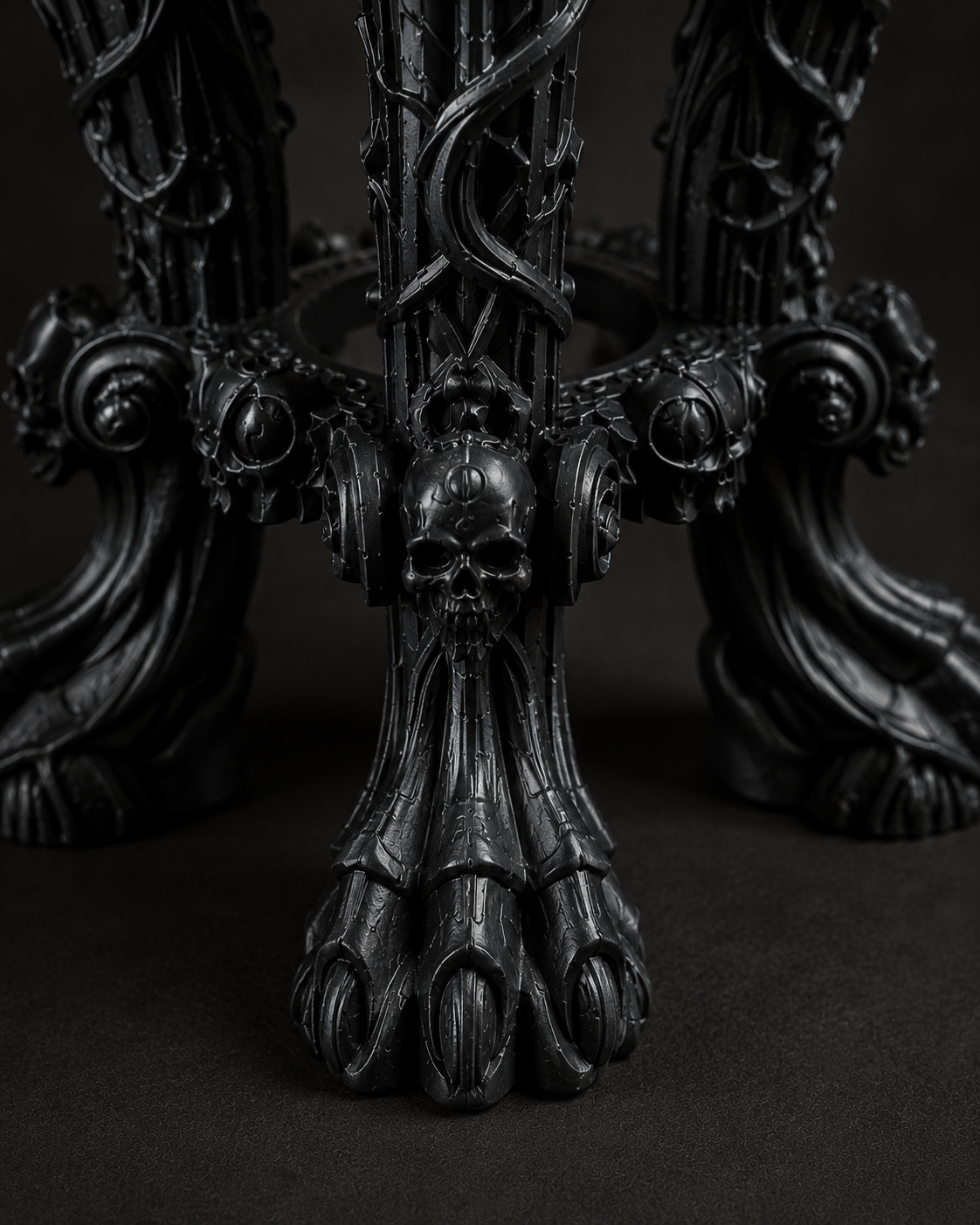 The Dark Guardian — Gargoyle Plant Stand, Gothic Tabletop Pedestal, Hand-Painted