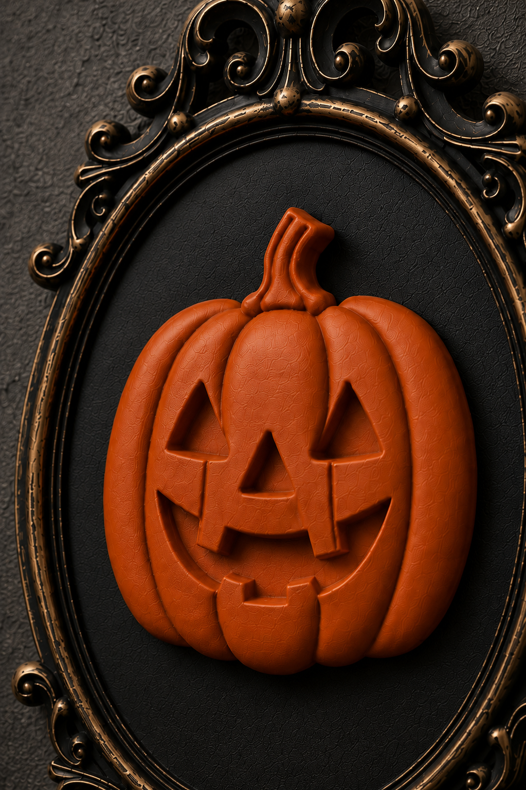 The Lantern Grin — Baroque Pumpkin Wall Plaque, Halloween Wall Plaque