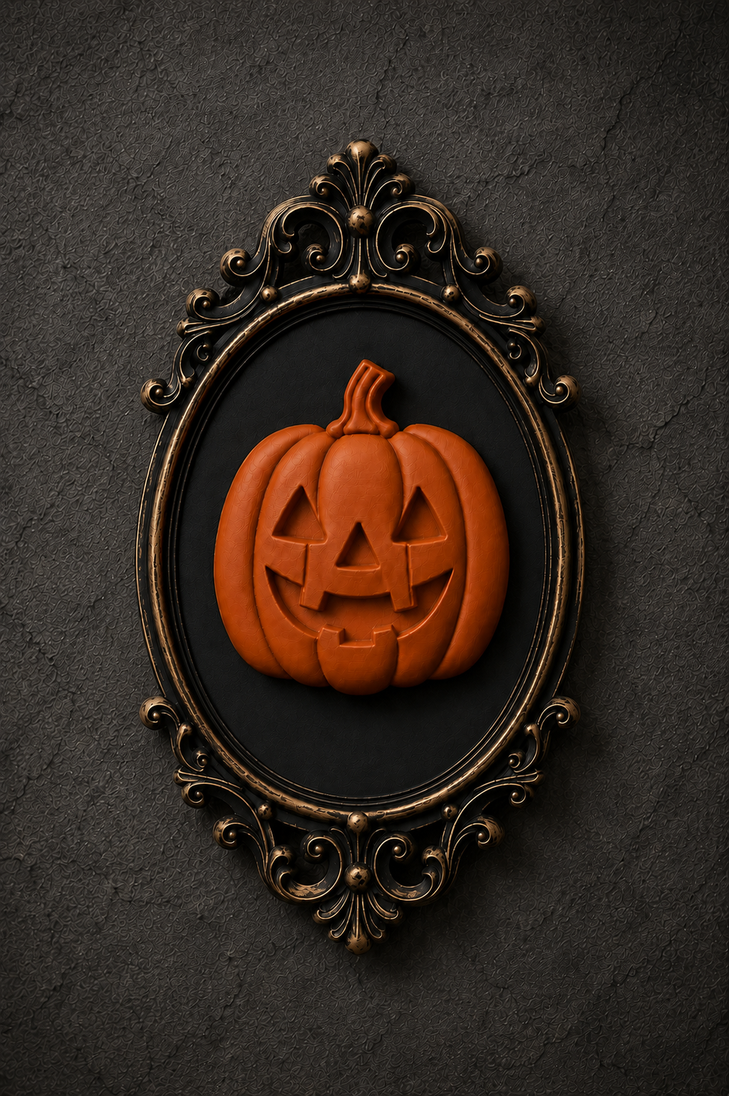 The Lantern Grin — Baroque Pumpkin Wall Plaque, Halloween Wall Plaque