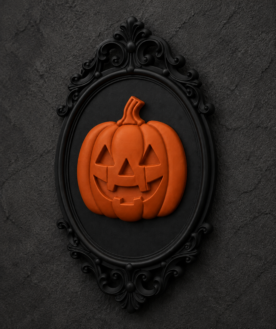 The Lantern Grin — Baroque Pumpkin Wall Plaque, Halloween Wall Plaque