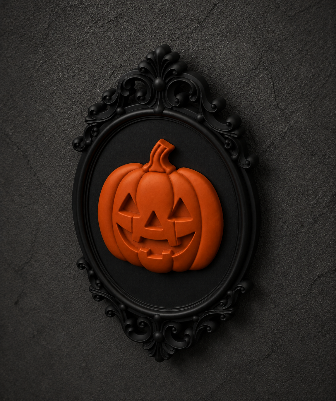 The Lantern Grin — Baroque Pumpkin Wall Plaque, Halloween Wall Plaque