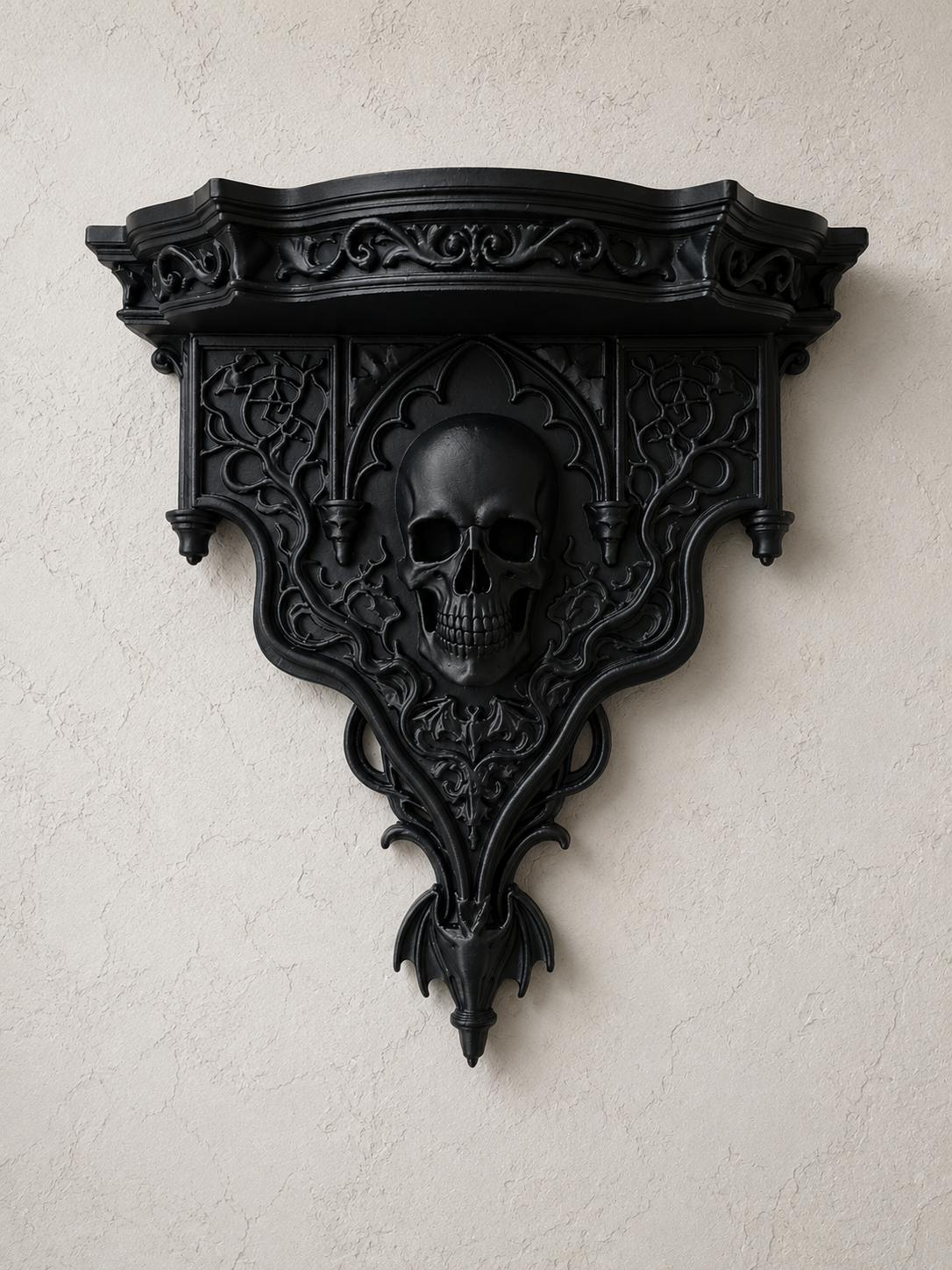 The Shadow Altar — Baroque Altar Shelf, Gothic Skull Wall Shelf, Hand-Painted