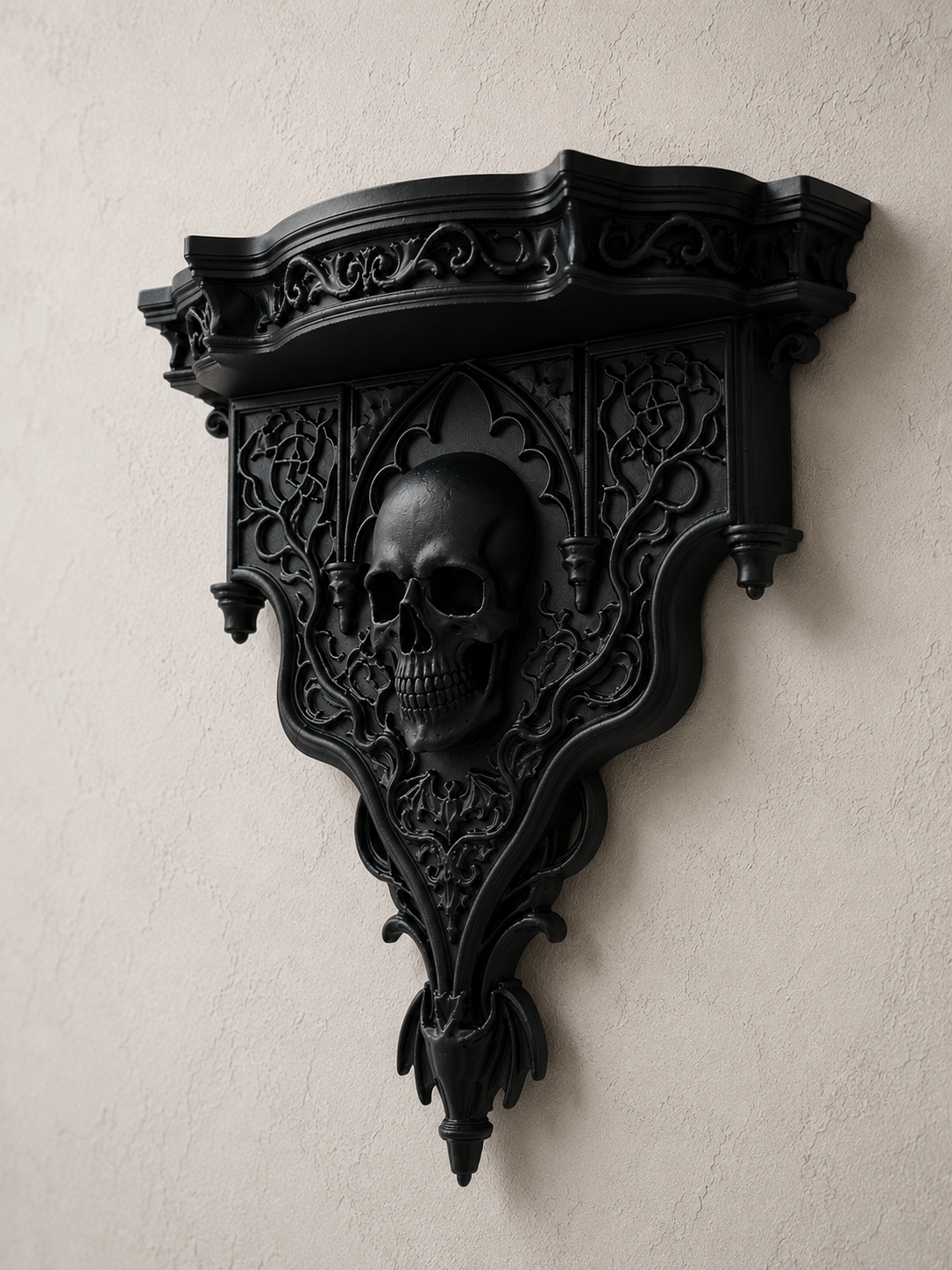 The Shadow Altar — Baroque Altar Shelf, Gothic Skull Wall Shelf, Hand-Painted
