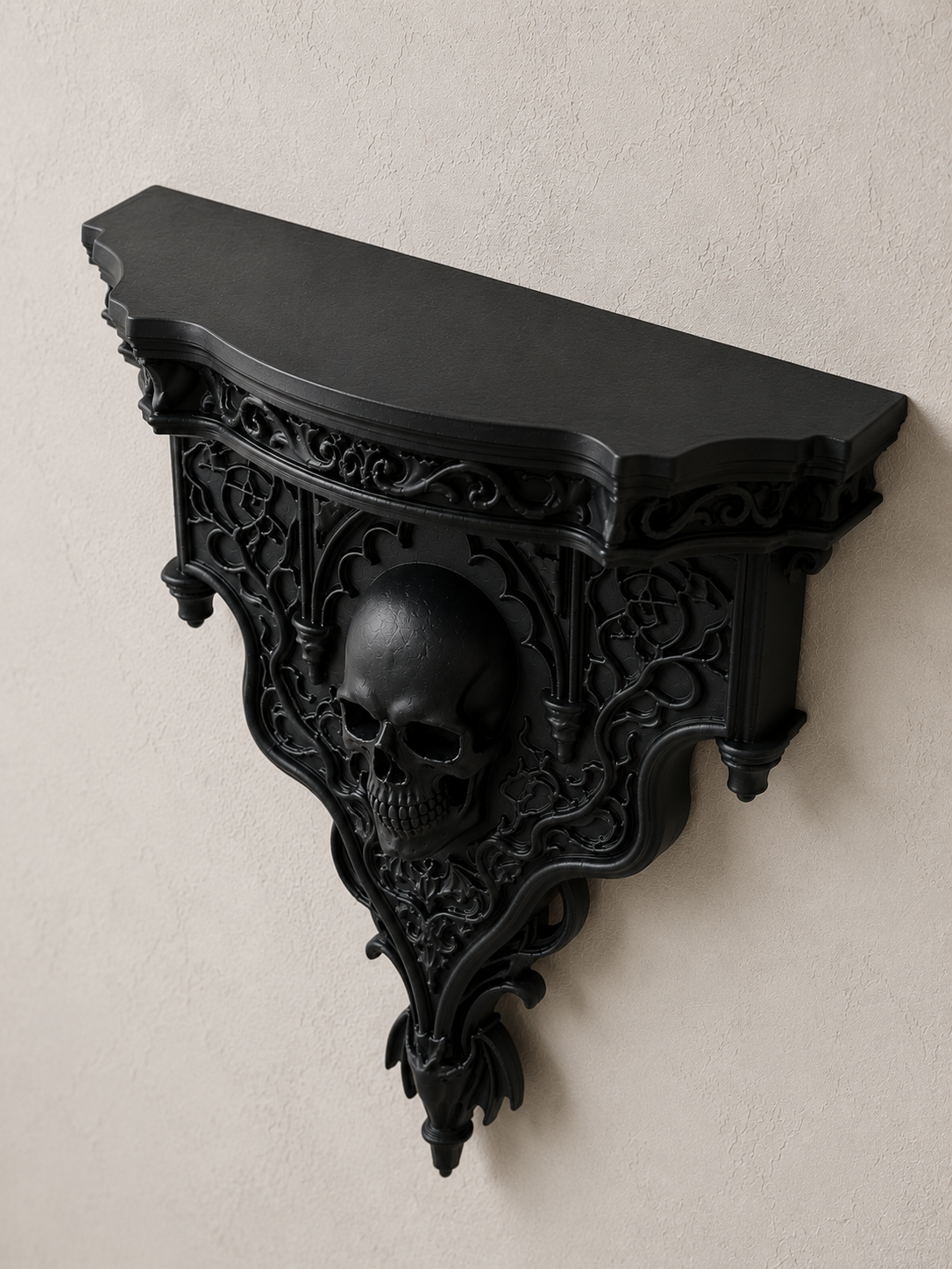 The Shadow Altar — Baroque Altar Shelf, Gothic Skull Wall Shelf, Hand-Painted