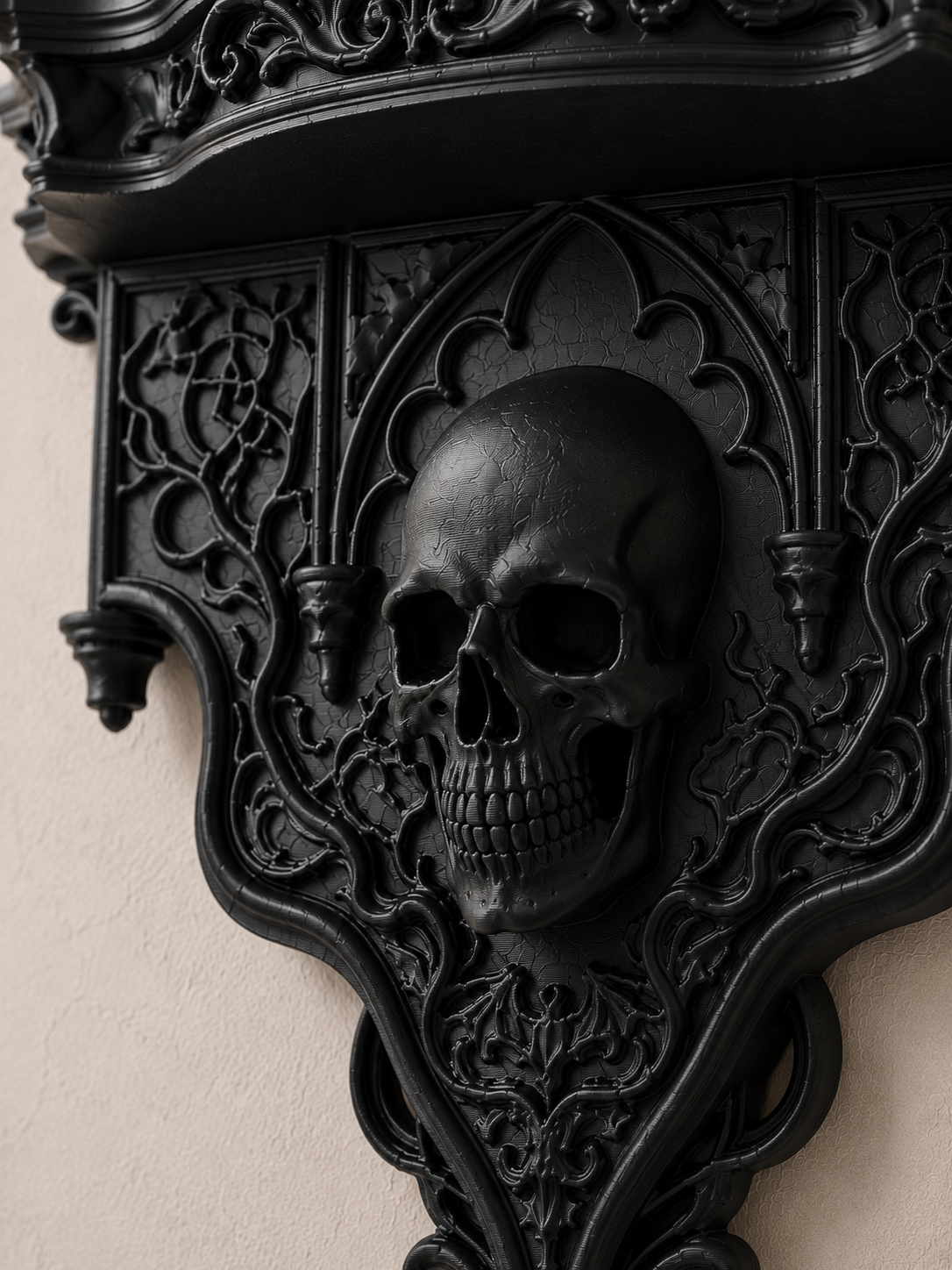 The Shadow Altar — Baroque Altar Shelf, Gothic Skull Wall Shelf, Hand-Painted